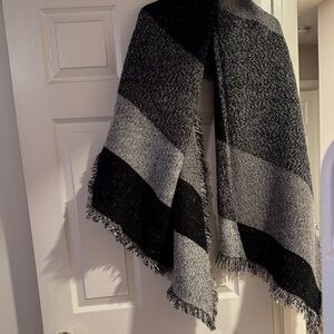 Cozy Black and Gray Striped Scarf
